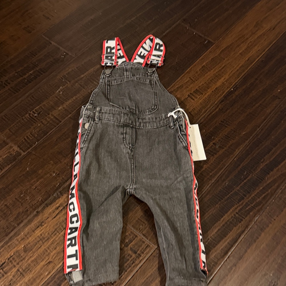 Stella McCartney Kids Charcoal Overalls with Red Straps